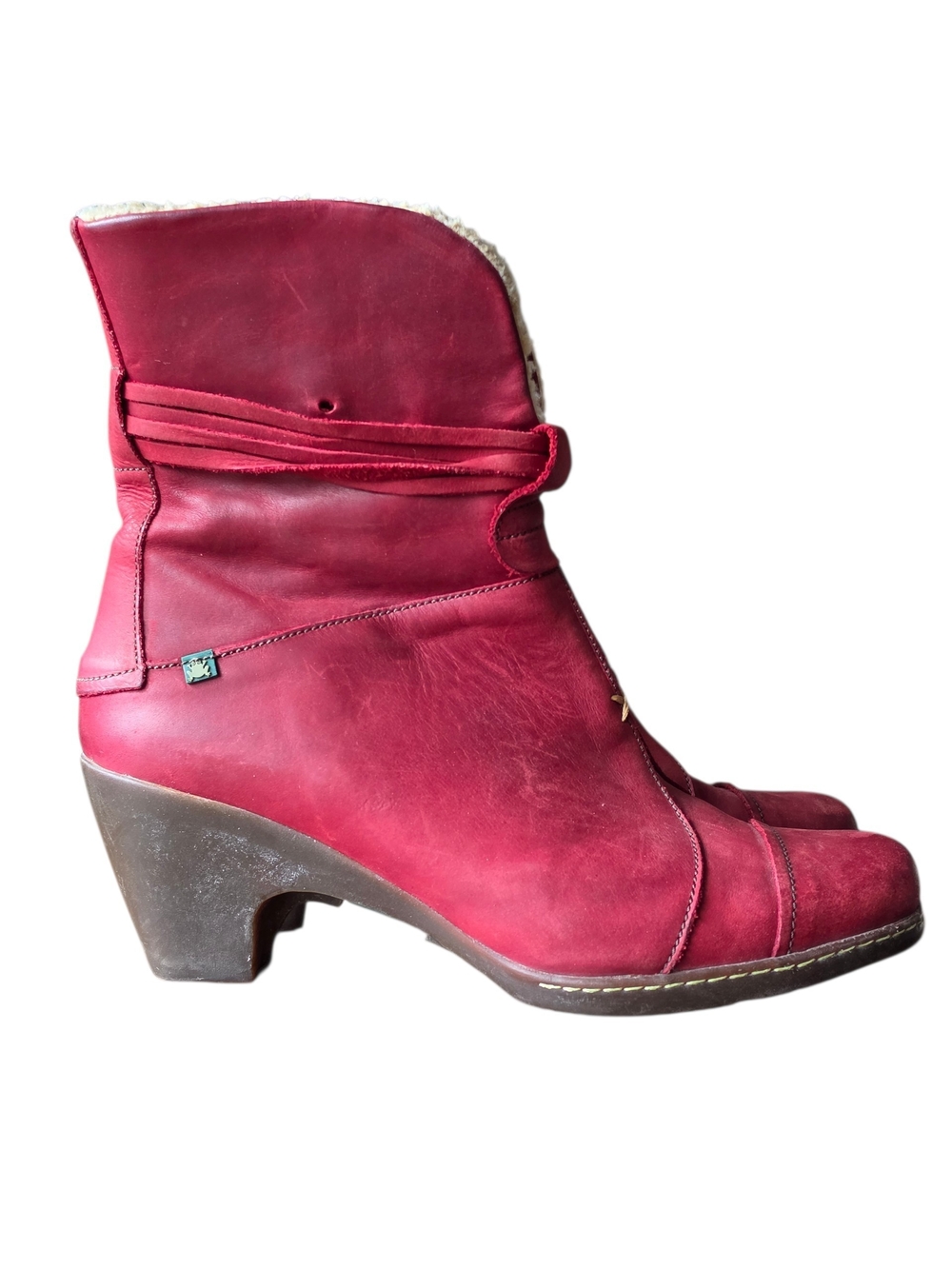 El Naturalista Womens Leather Burgundy Heeled Ankle Boot 9 VGUC